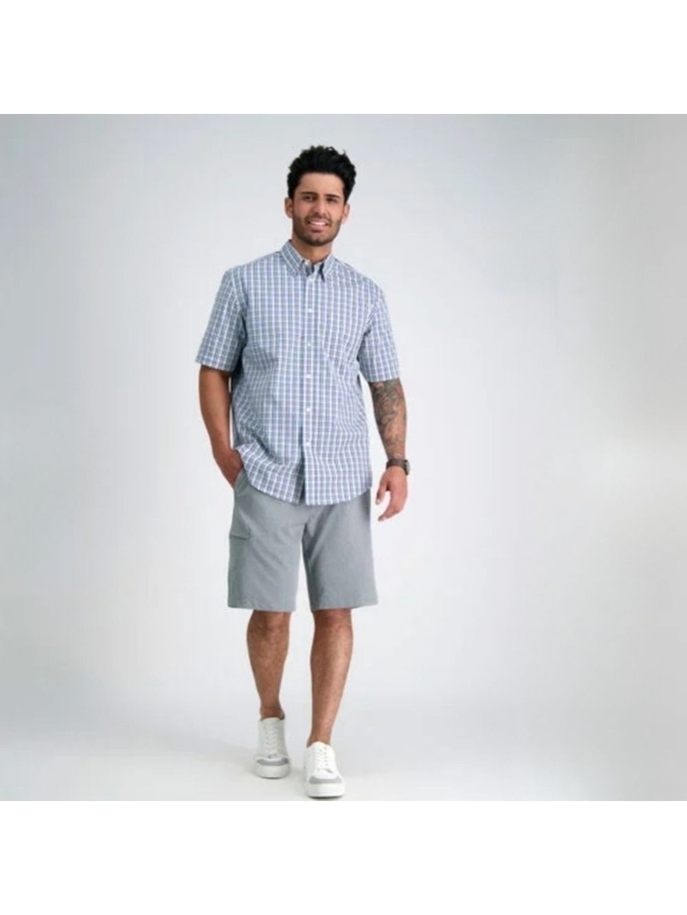 GANT Blue Plaid Button Down Short Sleeve Shirt Men's Large